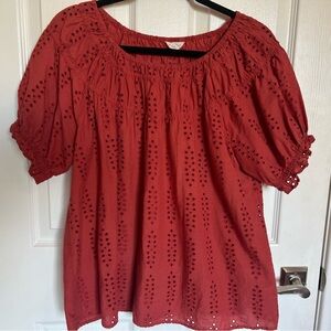 Caslon Eyelet Cotton top. Medium. Rust spice color